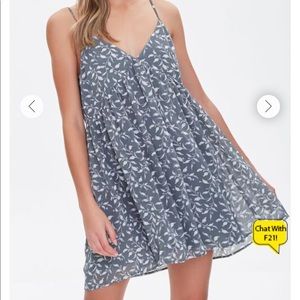 Lavender Leaf Print Mini Dress